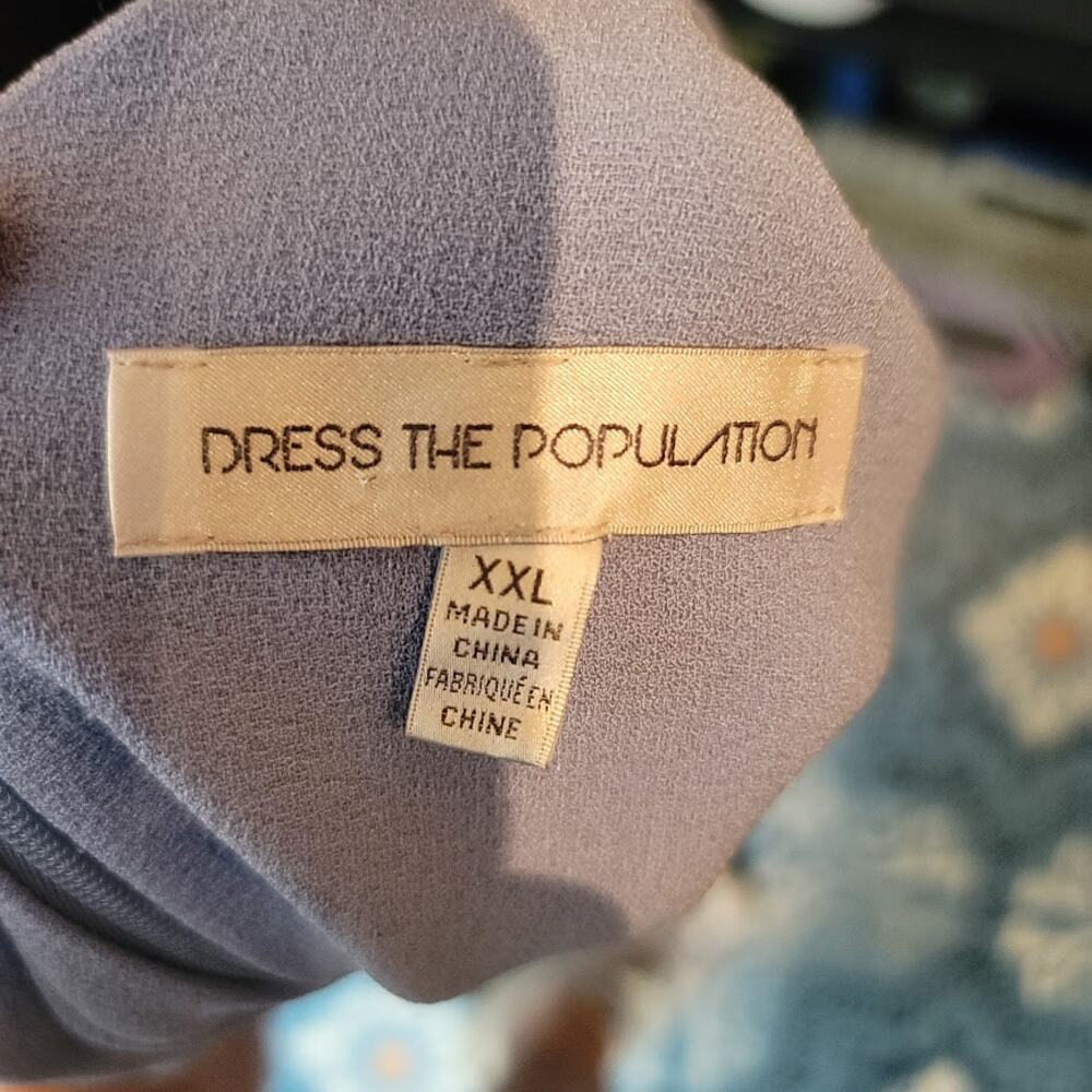 Dress the Population Size XXL Blue Maxi Long Dress formal Sleeveless Slit - Picture 5 of 7